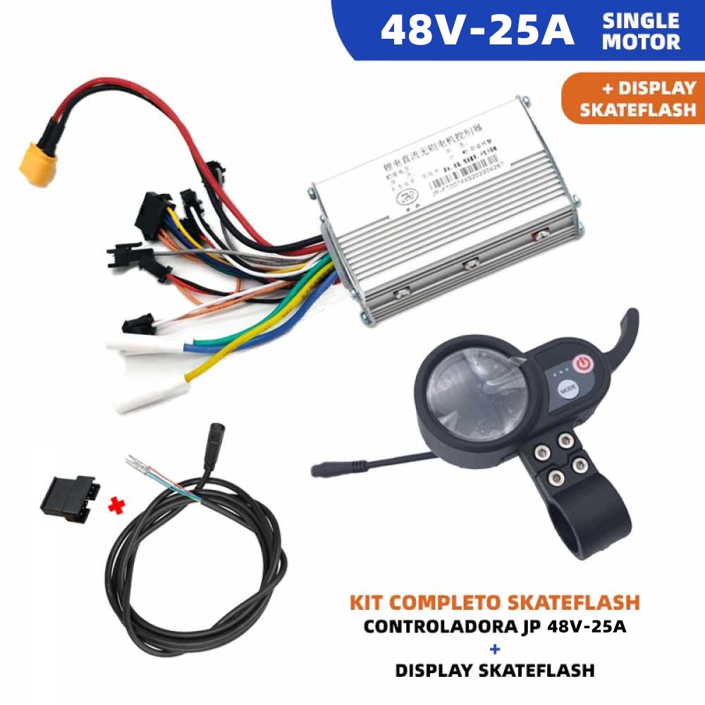 KIT CONTROLADORA JP + DISPLAY + CABLE CONEXION SKATEFLASH 48V-25A SIN SENSOR HALL?1785194305