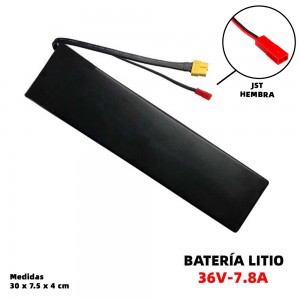 BATERÍA DE LITIO 36V-7.8A CELDAS EVE (CONECTOR XT-60 + CONECTOR JST HEMBRA 2PIN) COMPATIBLE CON PATINETE ELECTRICO