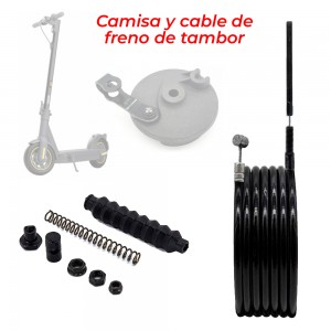 Camisa y cable de freno de tambor negro 1,16M Compatible con Ninebot MAX G30 - G30E II - G30LE II