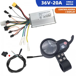 KIT CONTROLADORA JP + DISPLAY + CABLE CONEXION SKATEFLASH 36V-20A CON SENSOR HALL